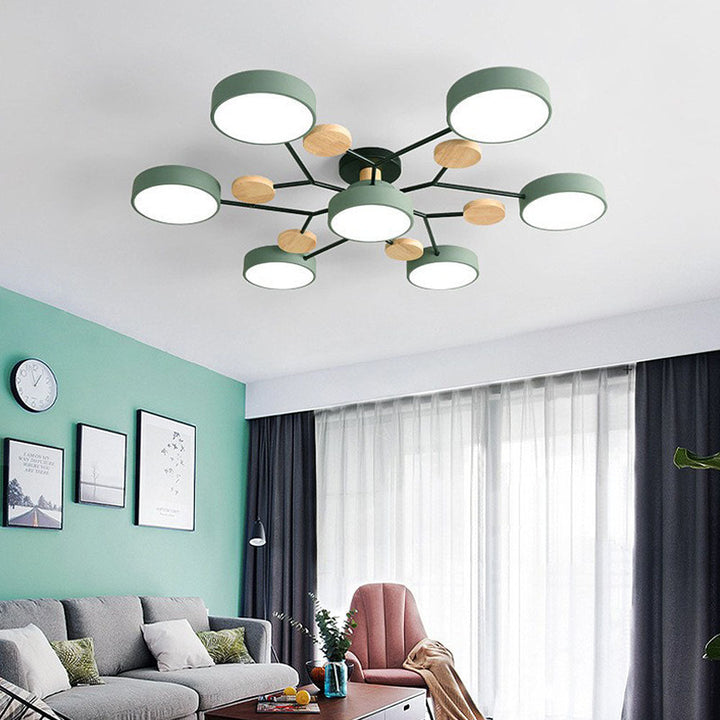 Nutida Rund Järn LED Semi-Flush Kandelaber