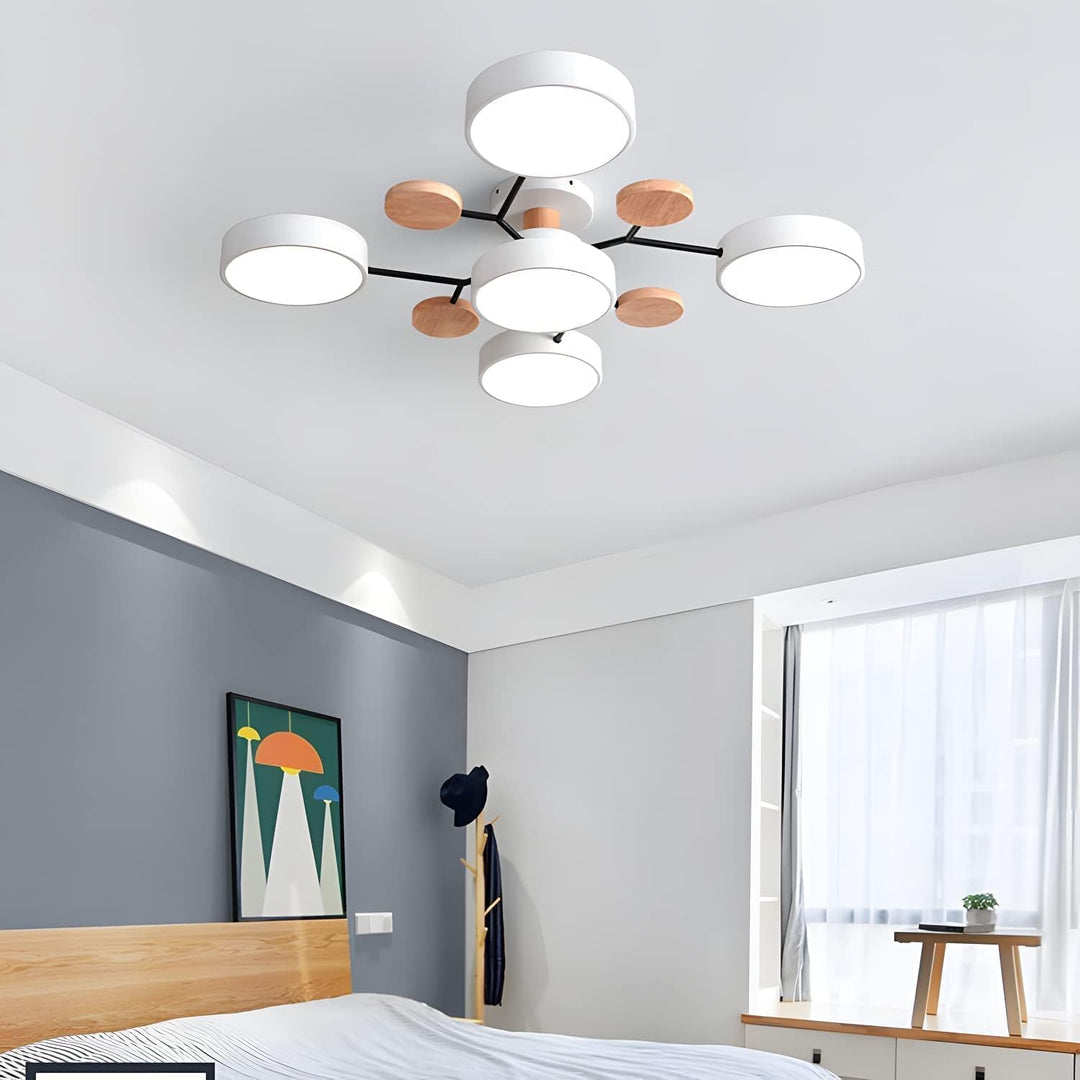 Nutida Rund Järn LED Semi-Flush Kandelaber