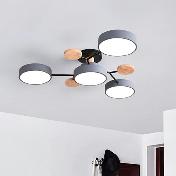 Nutida Rund Järn LED Semi-Flush Kandelaber