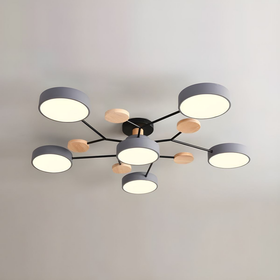 Nutida Rund Järn LED Semi-Flush Kandelaber