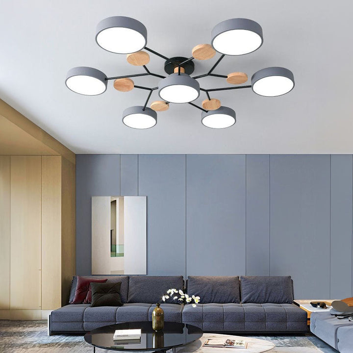 Nutida Rund Järn LED Semi-Flush Kandelaber