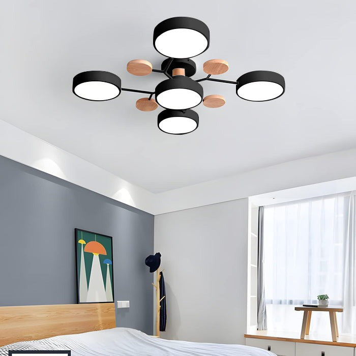 Nutida Rund Järn LED Semi-Flush Kandelaber