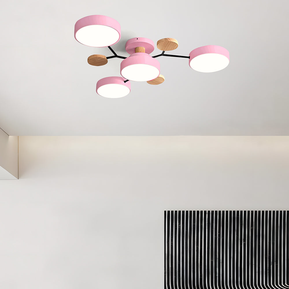 Nutida Rund Järn LED Semi-Flush Kandelaber