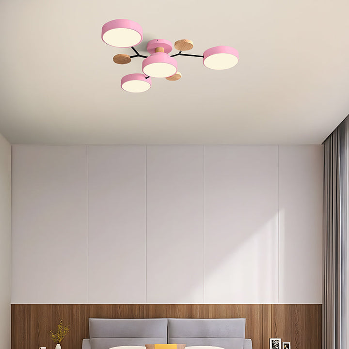 Nutida Rund Järn LED Semi-Flush Kandelaber