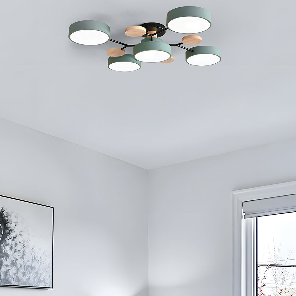 Nutida Rund Järn LED Semi-Flush Kandelaber