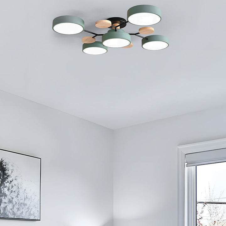 Nutida Rund Järn LED Semi-Flush Kandelaber