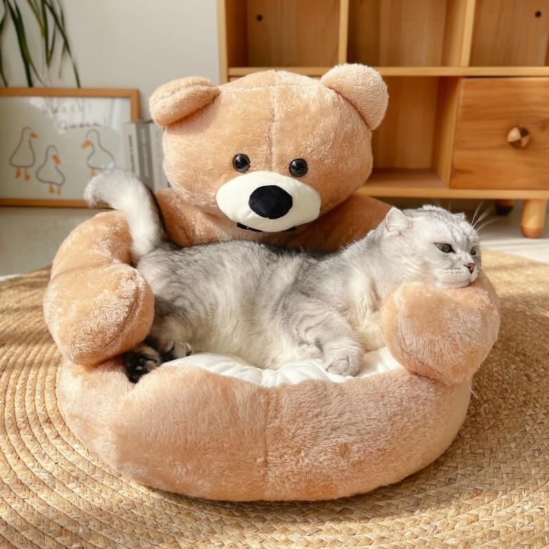 Cozy Bear Kattsoffa Mjuk Kramig Bedårande Kerseymer Tyg