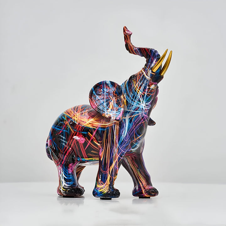 VividElephant – Abstrakt flerfärgad elefantstaty