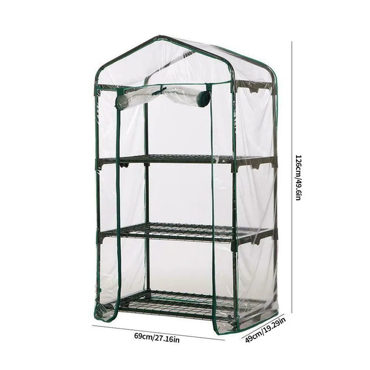 Carvallo Mini Transparent PVC-växthusfolie | Vattentät &amp; UV-beständig | För 2–5 våningar | Med dragkedje-framdörr