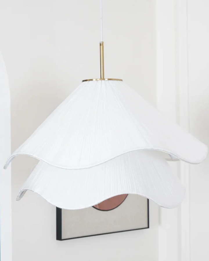 Soft Bloom Pendel Lampa | 16″–20″ Tygtaklampa | Skulptural Atmosfär