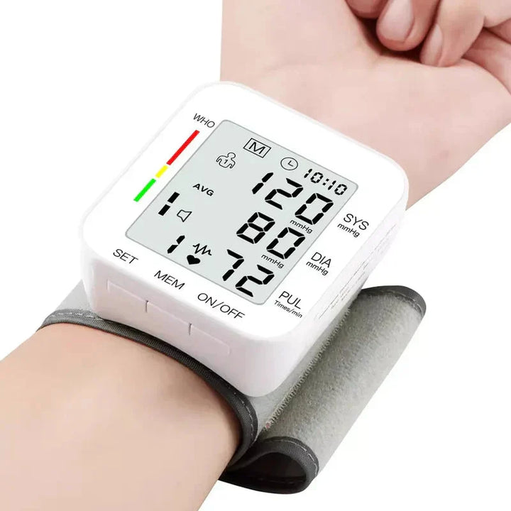Automatisk digital blodtrycksmätare – Armmanschett för hemmabruk med pulsmätning och minnesfunktion