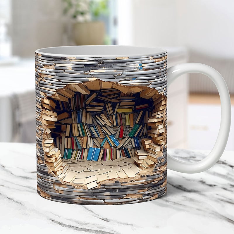 3D Bokälskare Mugg För Läsare Gåva Kaffekopp Dekor