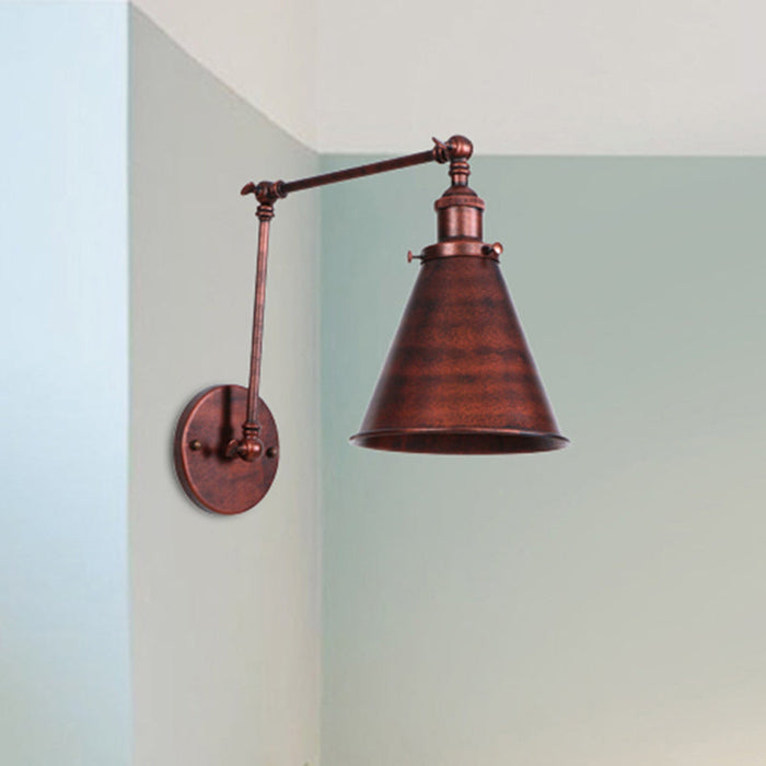 Farmhouse Cone Vägglampa Järn Belysning Svart Rost Sovrum