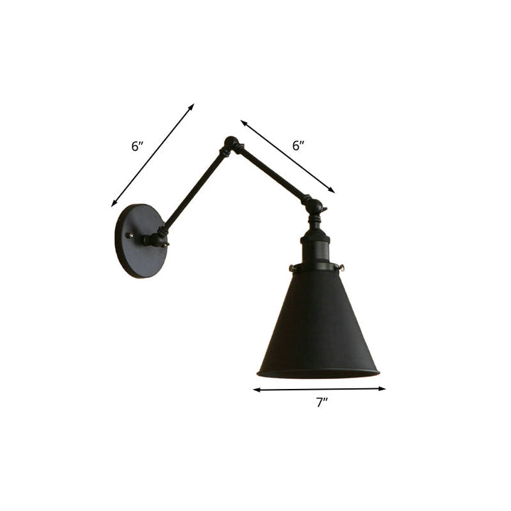 Farmhouse Cone Vägglampa Järn Belysning Svart Rost Sovrum