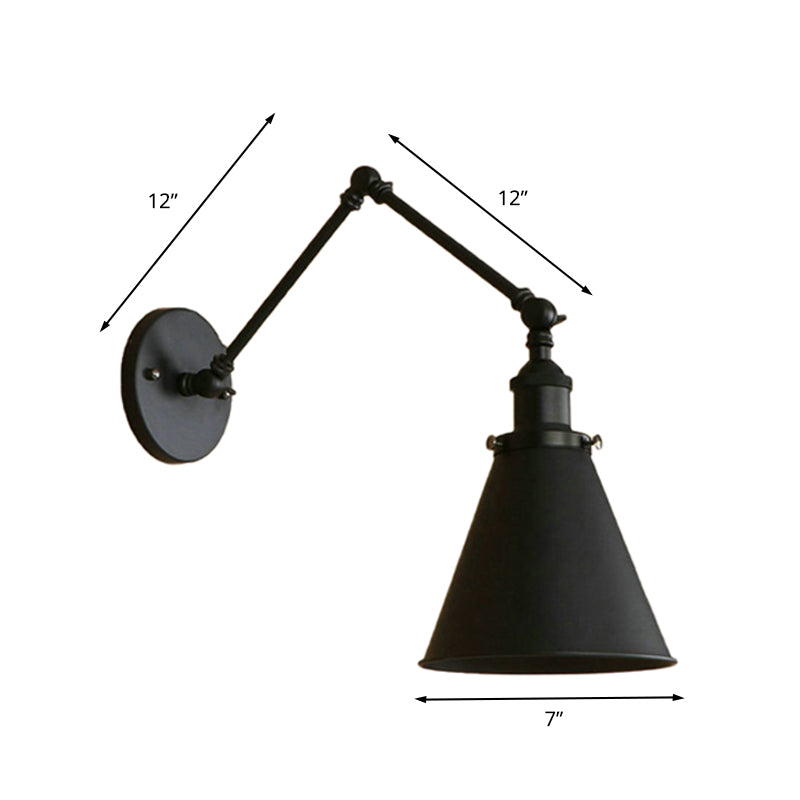 Farmhouse Cone Vägglampa Järn Belysning Svart Rost Sovrum