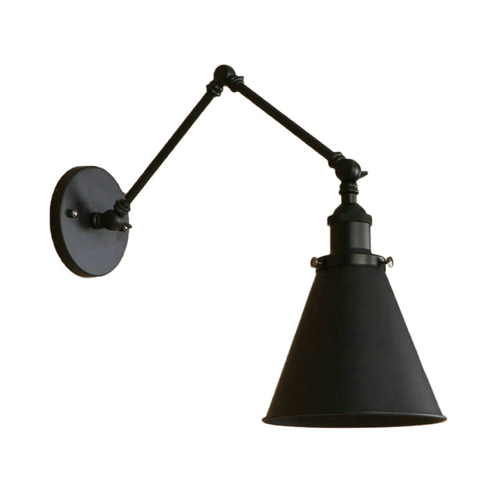 Farmhouse Cone Vägglampa Järn Belysning Svart Rost Sovrum