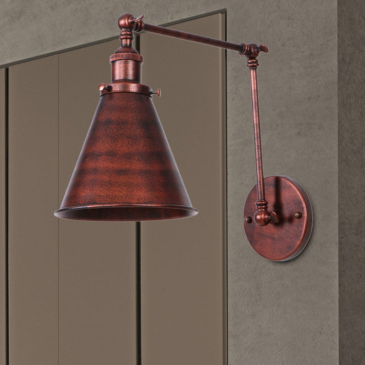 Farmhouse Cone Vägglampa Järn Belysning Svart Rost Sovrum