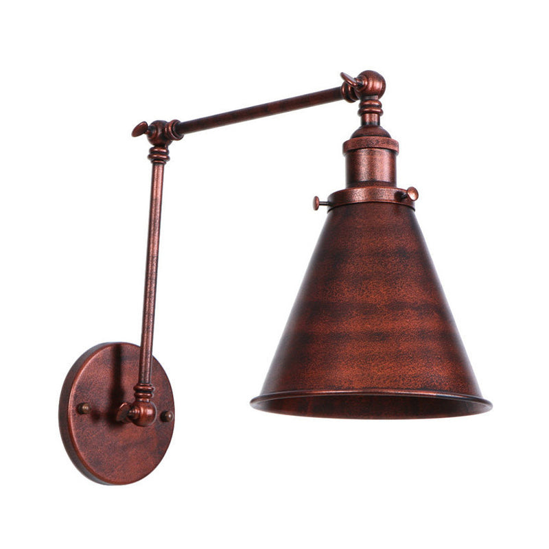 Farmhouse Cone Vägglampa Järn Belysning Svart Rost Sovrum