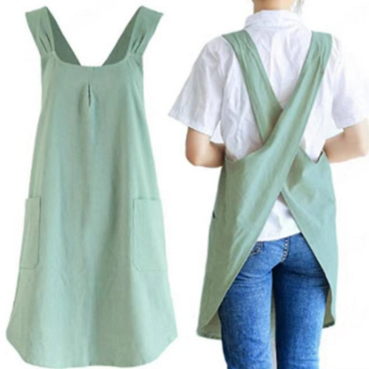 Elegant koreanskt förkläde med korsrygg för enkel stil
