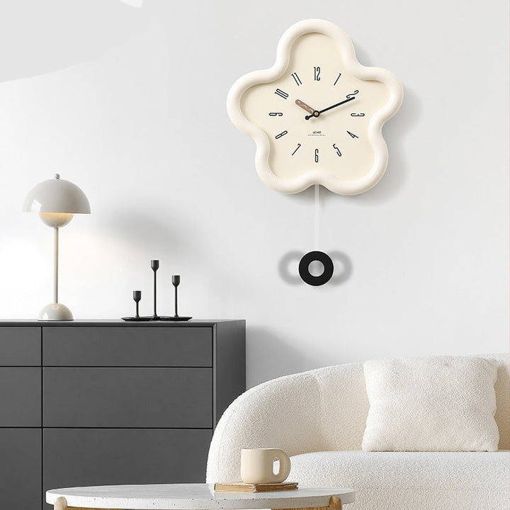3D blommig pendelklocka - tyst rörelse, perfekt för sovrumsinredning