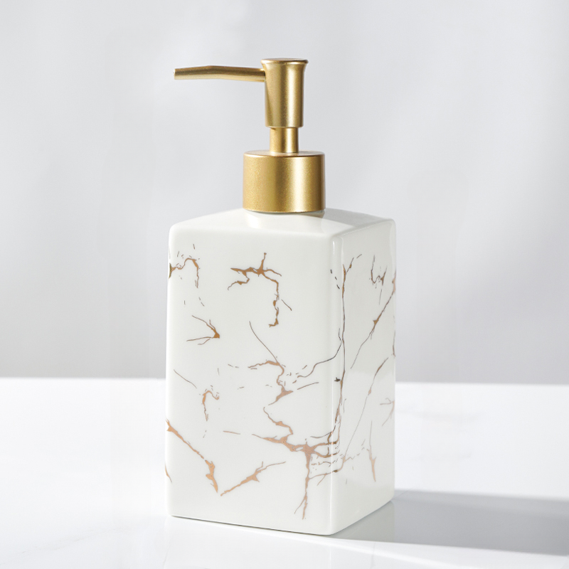 Marmorerad Keramik Tvål- och Schampo Dispenser - Modern Design