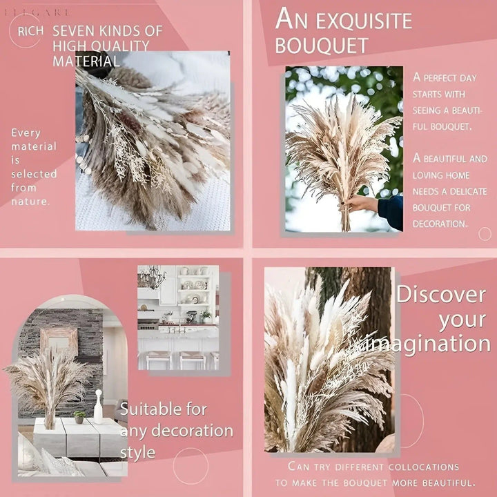 RusticPampas Dekor - Naturlig Fluffig Pampasgräs Boho Hem Blomsterarrangemang