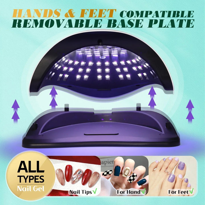 Carvallo-LED Nagellampa NailRadiant Pro 81 | 81 LEDs | 4 Timer-lägen | Smart Sensor &amp; Smärtfri-teknik | För Carvallo &amp; LED Gel