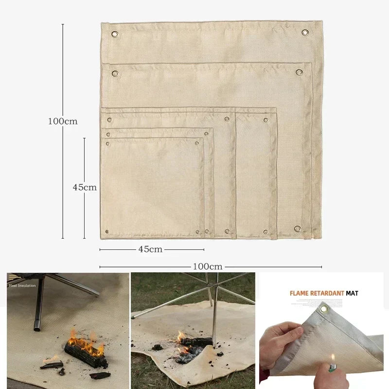 Carvallo Brandskydd Campingmatta | Värmebeständig &amp; Brandsäker | Ideal för Grill &amp; Eldstad | Glasfiber Beige