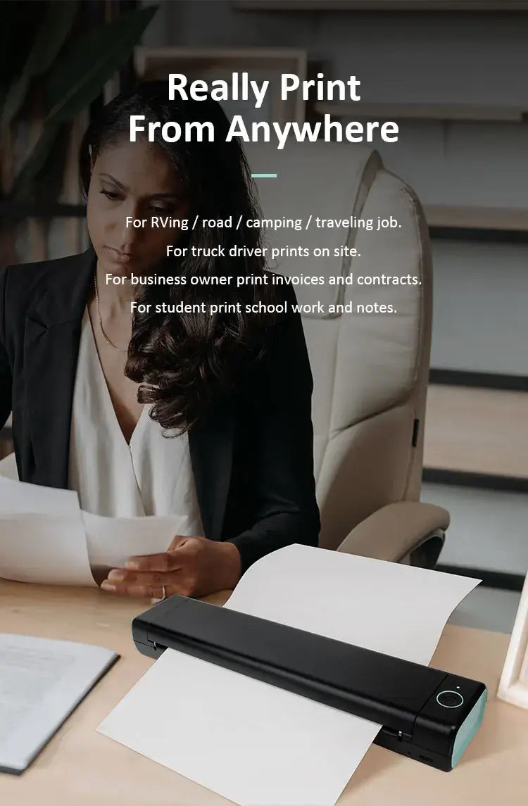 Royallure Pocket Thermal Printer – Kompakt bläckfri, Bluetooth Skriv ut var som helst