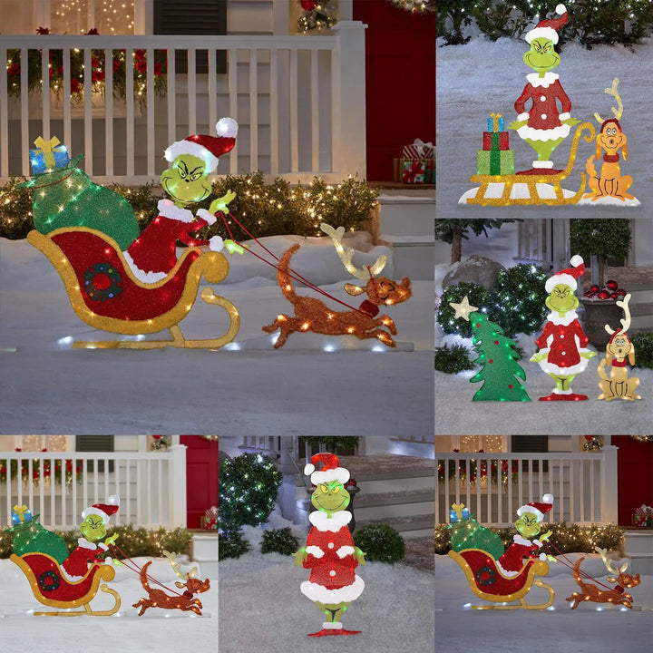 Grinch Juldekoration - Glada Trädgårdsbelysningar för Helgerna