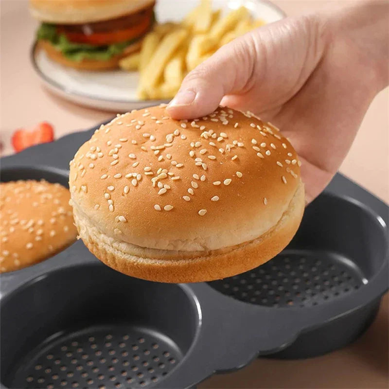 Carvallo Silikon Hamburger-Bakform | Non-stick &amp; BPA-fri | 4/6 formar för hamburgarbullar &amp; bullar | Värmetålig &amp; Flexibel