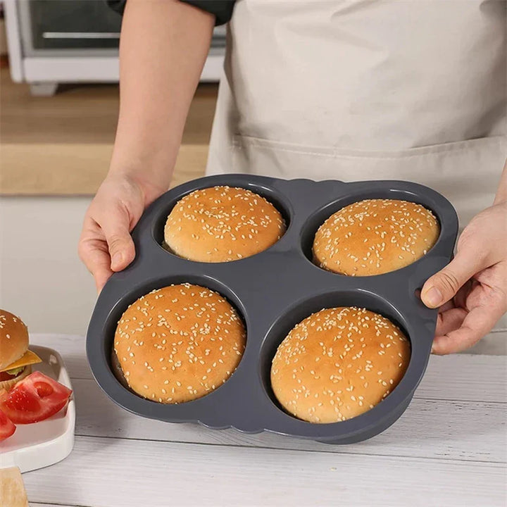 Carvallo Silikon Hamburger-Bakform | Non-stick &amp; BPA-fri | 4/6 formar för hamburgarbullar &amp; bullar | Värmetålig &amp; Flexibel