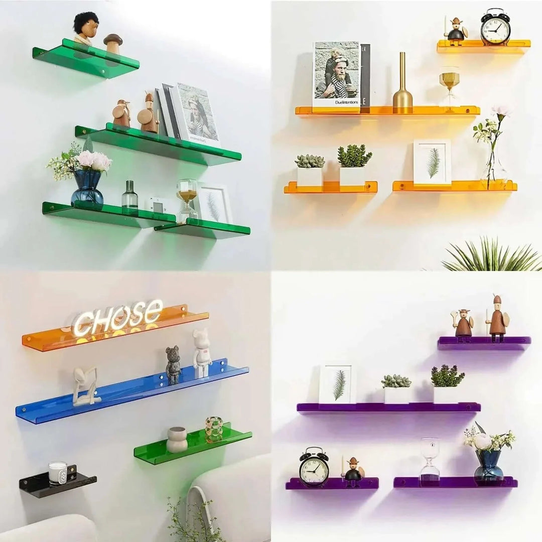 RetroCraft – Svävande utställningshylla med 80-talsinspirerad design och transparent struktur
