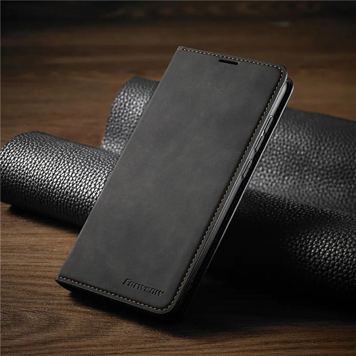 Läder iPhone Plånbok Fodral med Kortfack