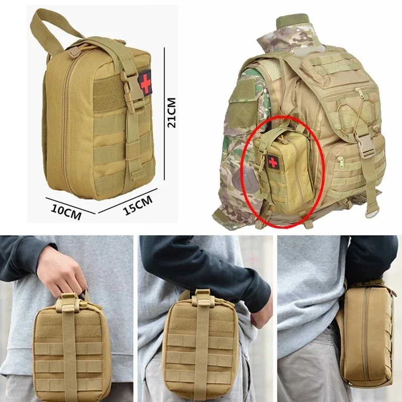 Carvallo Gear Taktisk Första Hjälpen-väska | Utomhusöverlevnad &amp; Nödställ | MOLLE-kompatibel | Storlek L: 15 × 11 × 21 cm