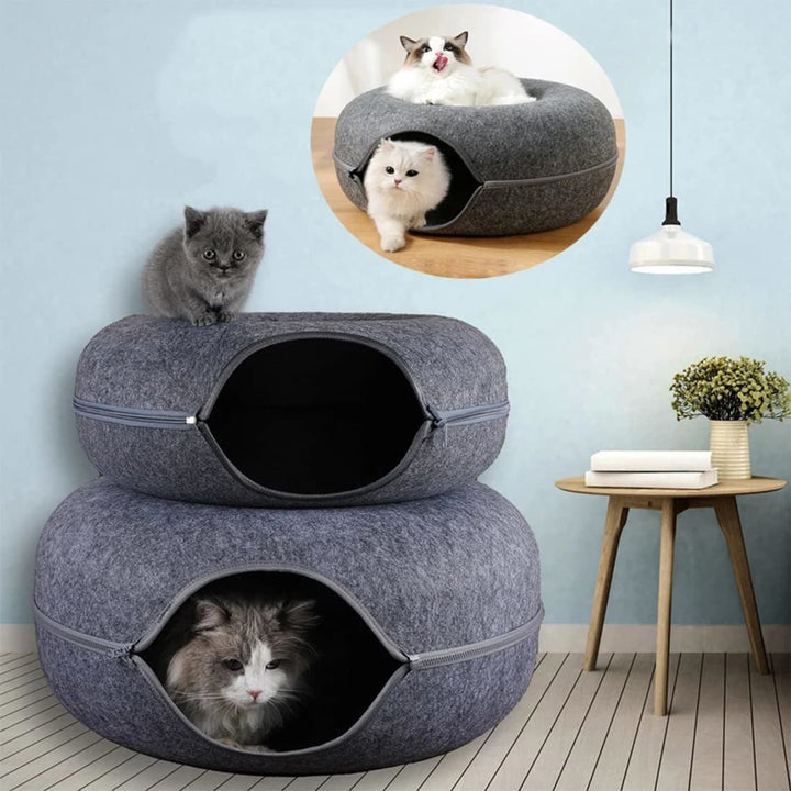 Stort Kattunnel Säng – Mysigt Interaktivt Lek- och Sovområde för Katter