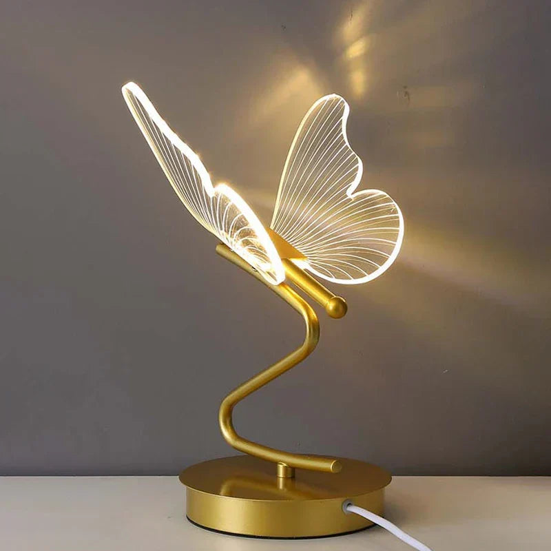 Carvallo Bordslampa Lunavia | 3 Ljuskällor | Fjärilsdesign | Akryl &amp; Guld | 6 W