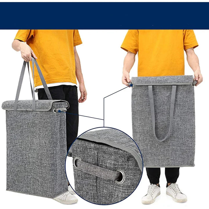 Carvallo Tvättkorg 45L | Smal &amp; Platsbesparande med Lock | Vattenavvisande &amp; Modernt Design | För Bad, Sovrum &amp; Hall