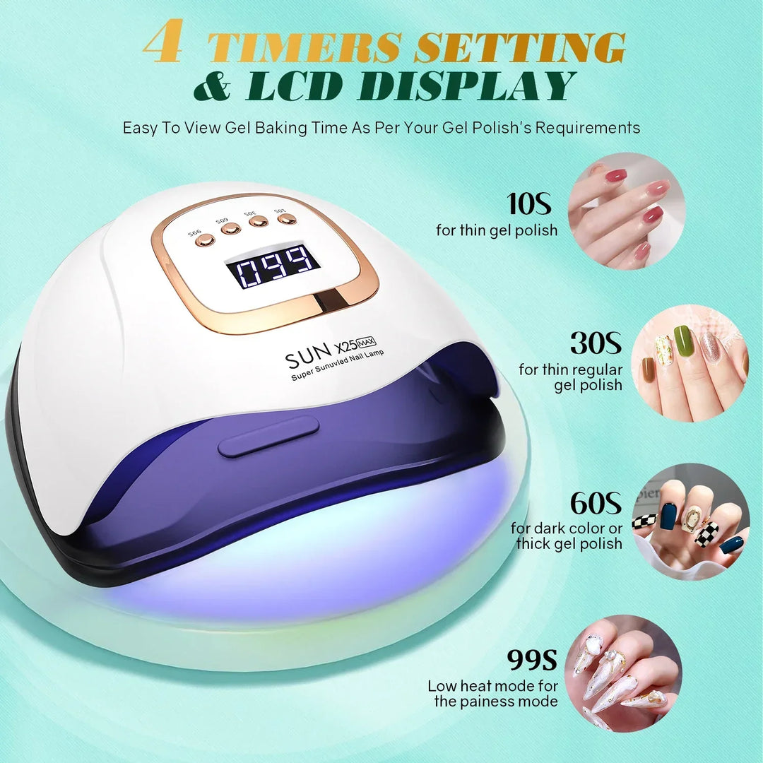 Carvallo-LED Nagellampa NailRadiant Pro 81 | 81 LEDs | 4 Timer-lägen | Smart Sensor &amp; Smärtfri-teknik | För Carvallo &amp; LED Gel