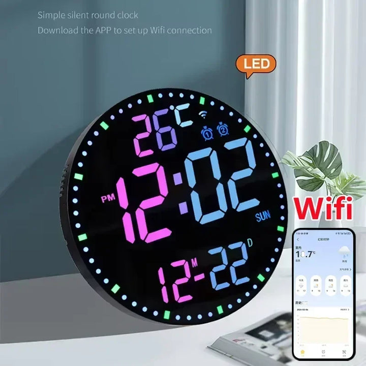WiFiTid - LED Väggklocka Med Kalender och Dubbel Alarmfunktion