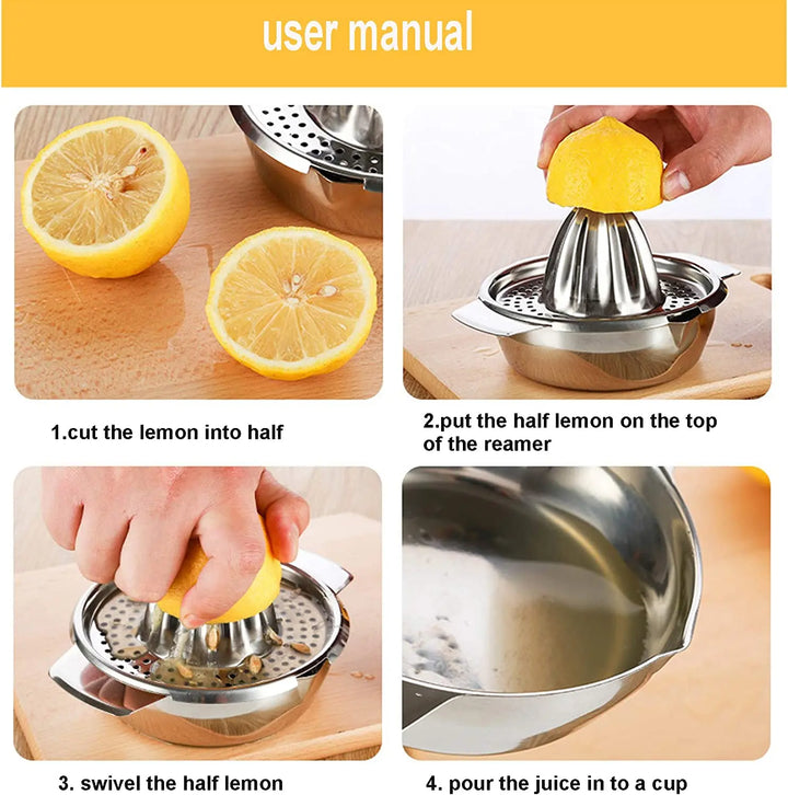 Carvallo Citronpress i rostfritt stål | Manuell juicepress för citrusfrukter | Robust design &amp; Hög juiceutvinning | För kök &amp; bar