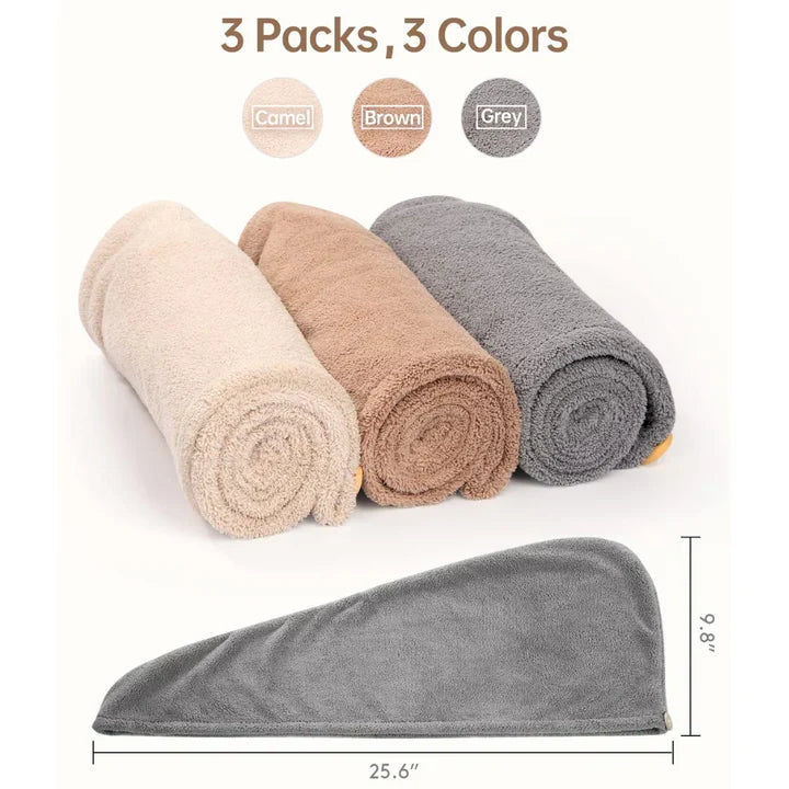 Mikrofiber-hårhandduk-set | 3-pack för snabb torkning