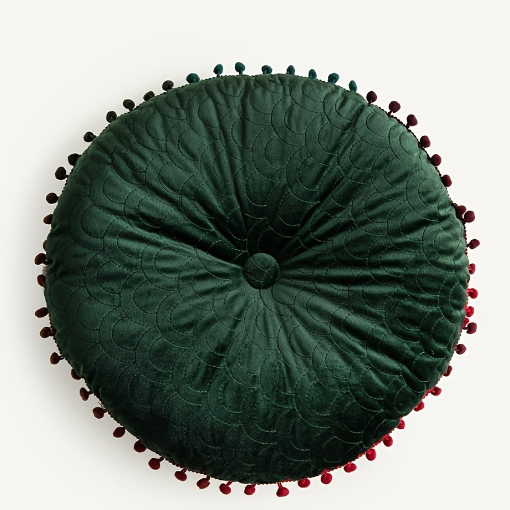 Veloura Rund Vintage Quiltad Ottoman Kudde Pad
