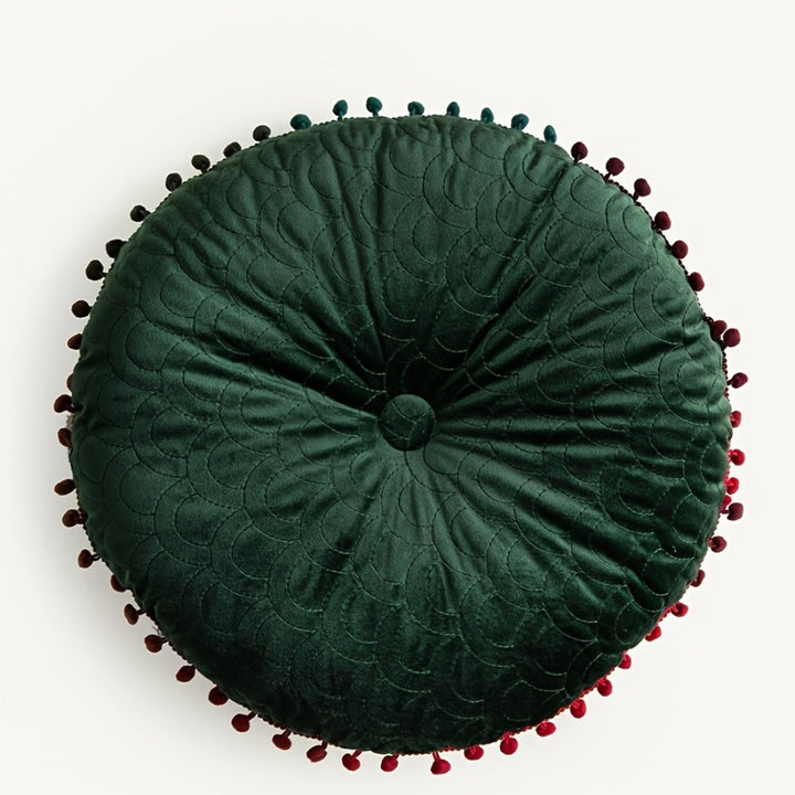 Veloura Rund Vintage Quiltad Ottoman Kudde Pad