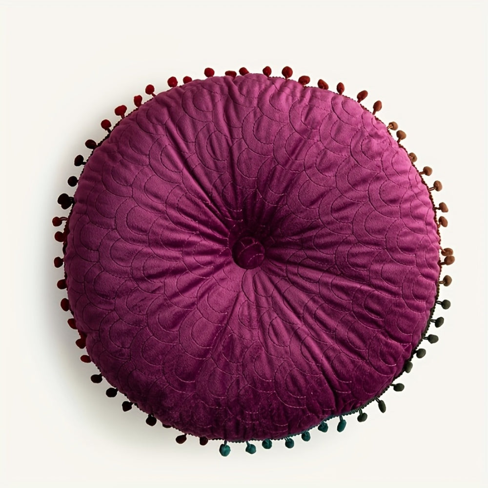 Veloura Rund Vintage Quiltad Ottoman Kudde Pad