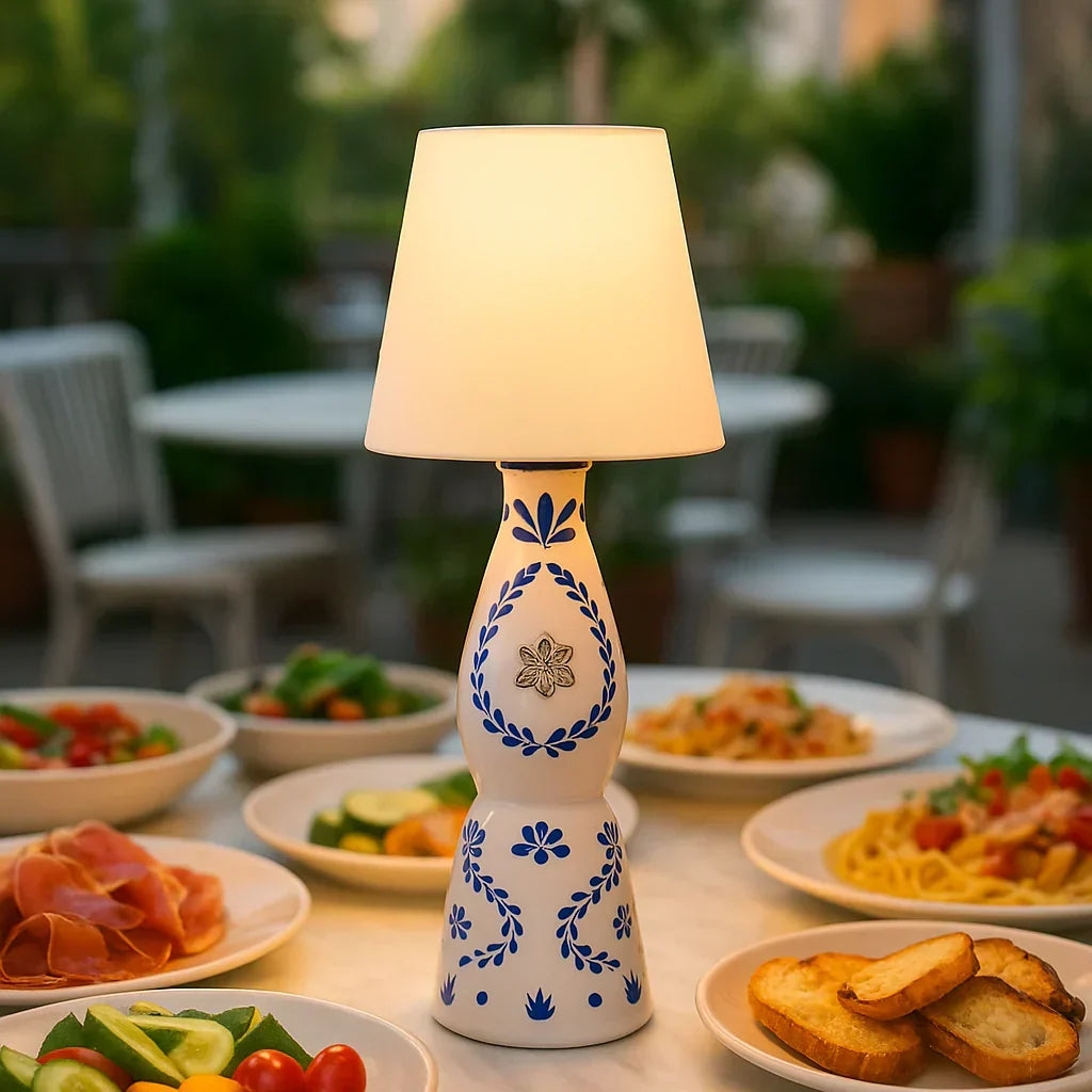 Flasklampa Metallbordslampa