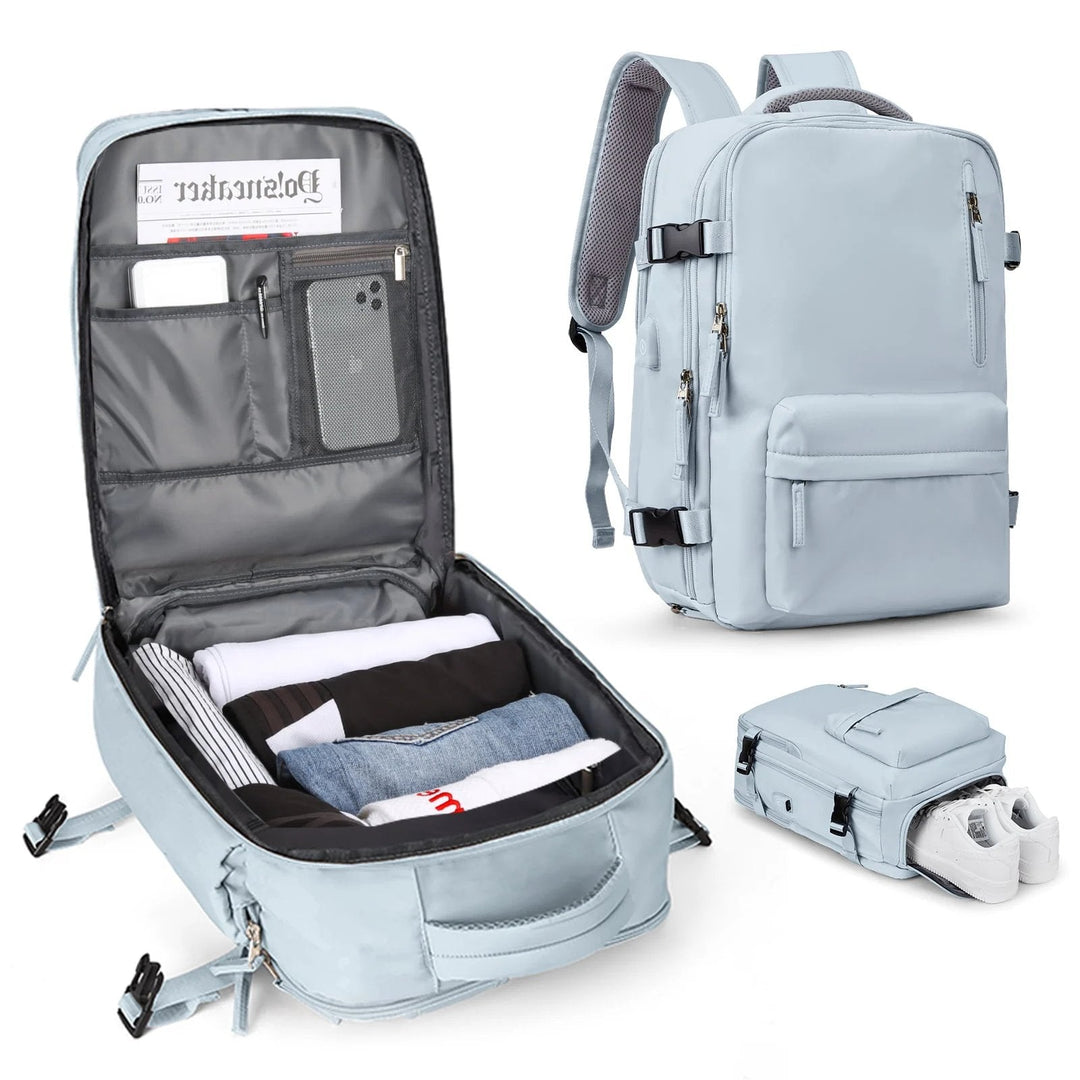 Carvallo Damernas Reserucksack 35 L | Vattentät &amp; med USB-port | Antiskydd &amp; Skofack | För Vandring, Vardag &amp; Resor