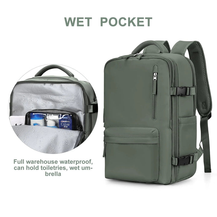 Carvallo Damernas Reserucksack 35 L | Vattentät &amp; med USB-port | Antiskydd &amp; Skofack | För Vandring, Vardag &amp; Resor