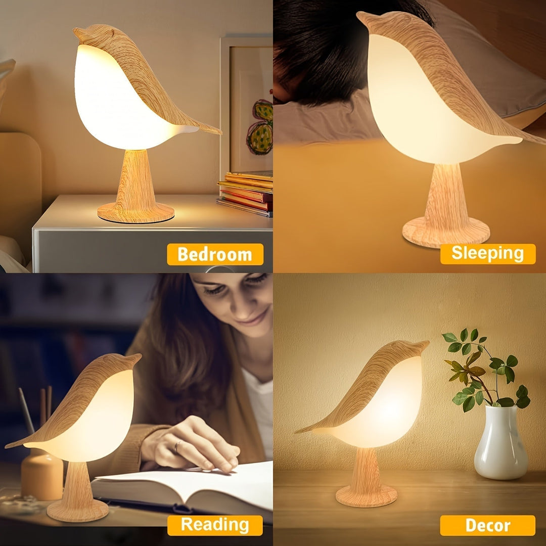 LED Fågel Lampa med Aromadiffusor – USB Laddningsbar Nattlampa och Lästlampa med 3 Färgtemperaturer