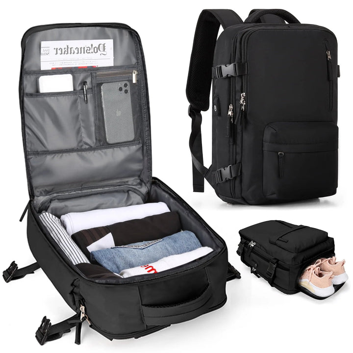 Carvallo Damernas Reserucksack 35 L | Vattentät &amp; med USB-port | Antiskydd &amp; Skofack | För Vandring, Vardag &amp; Resor